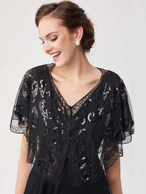 Sequin Beaded Shawl-Wrap